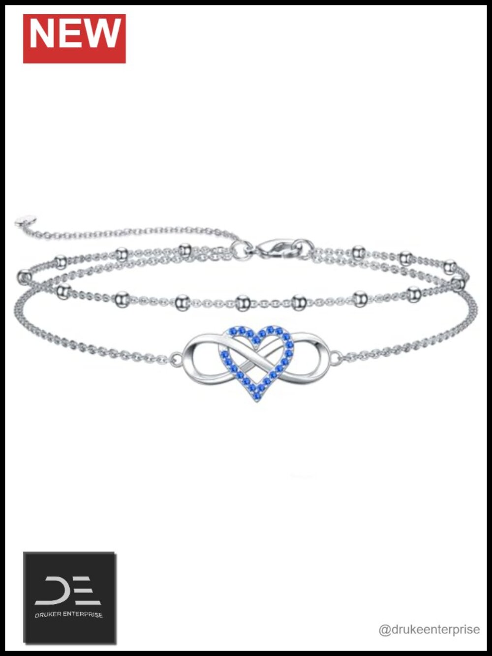 925 Sterling Silver Infinity Heart Cross Evil Eye Anklet Bracelet Women